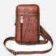 Double Layer Three Zipper Leather Belt Bag Crossbody Shoulder Bag