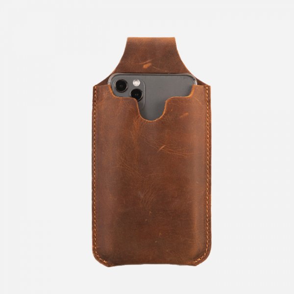 Prapp Crazy Horse Leather Retro Vertical Phone Waist Bag