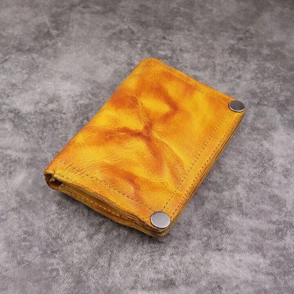 Handmade retro leather wallet with multiple credit card slots