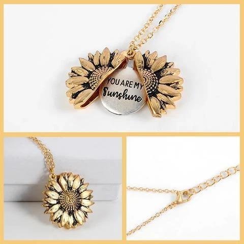 YOU ARE MY SUNSHINE SUNFLOWER NECKLACE WITH GIFT BOX