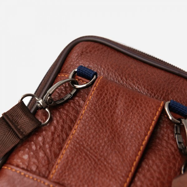 Double Layer Three Zipper Leather Belt Bag Crossbody Shoulder Bag