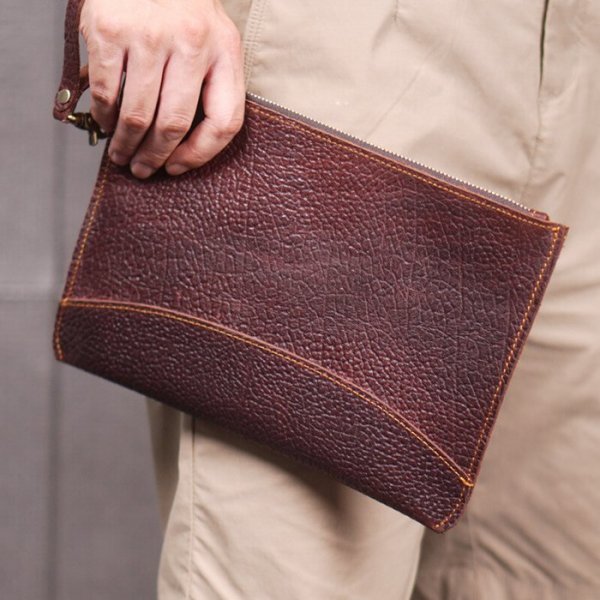 Genuine Leather Mens Clutch Bag Man Purse Handbag