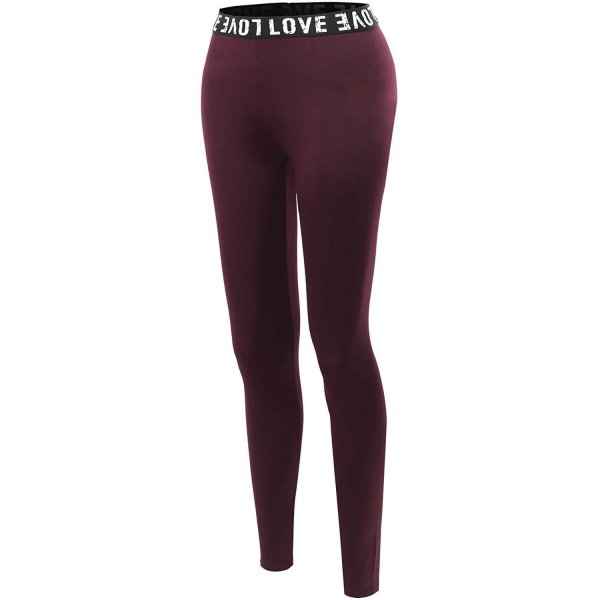 Fewlgl0026 Burgundy Female Fashion Activewear Yoga Pants Ultra Soft Gym Running Pants