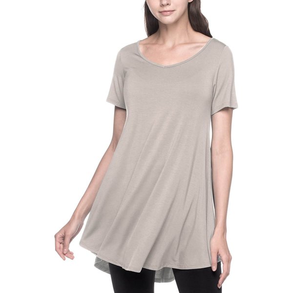 Light Gray Tunic Madam Casual Short Sleeve Clothes Sexy