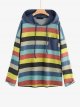 2022 spring new hooded loose long-sleeved striped sweater