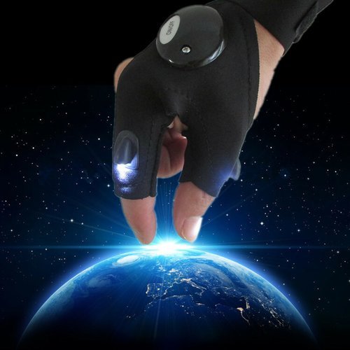 LED Flashlight Light Fingerless Outdoor Fishing Gloves