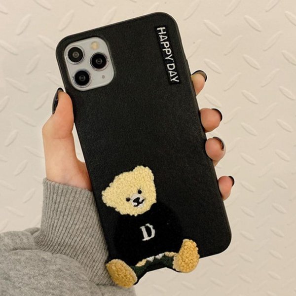 NEW！Caserano Embroidery Leather Bear For iPhone Case