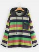 2022 spring new hooded loose long-sleeved striped sweater